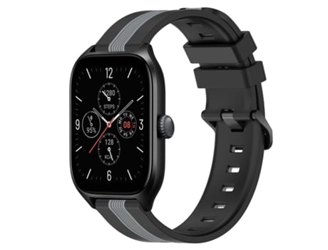 Correa Smartwatch para Amazfit GTS 4 20mm Vertical Silicona Bicolor (Negro + Gris)