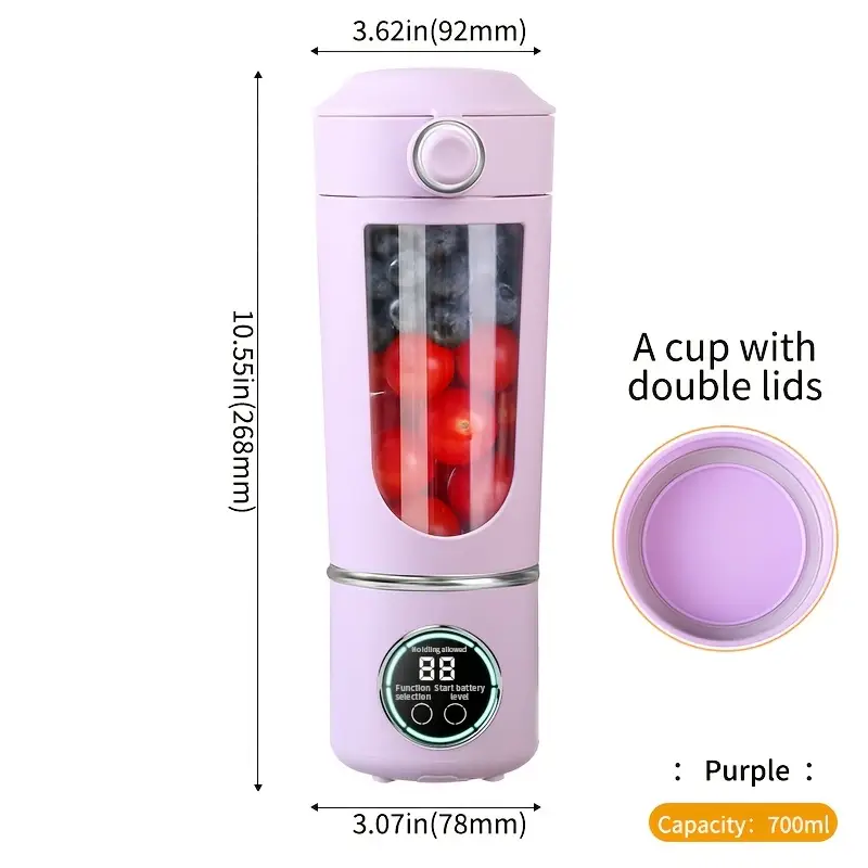 Exprimidor CHRUI Compacto De 23.7 Oz Con Pantalla Digital Y 12 Cuchillas (Morado)