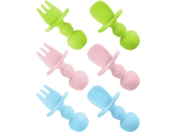 6 cucharas de silicona para bebés, etapa 1, tenedor masticable que facilita la alimentación, seguro y libre de BPA.