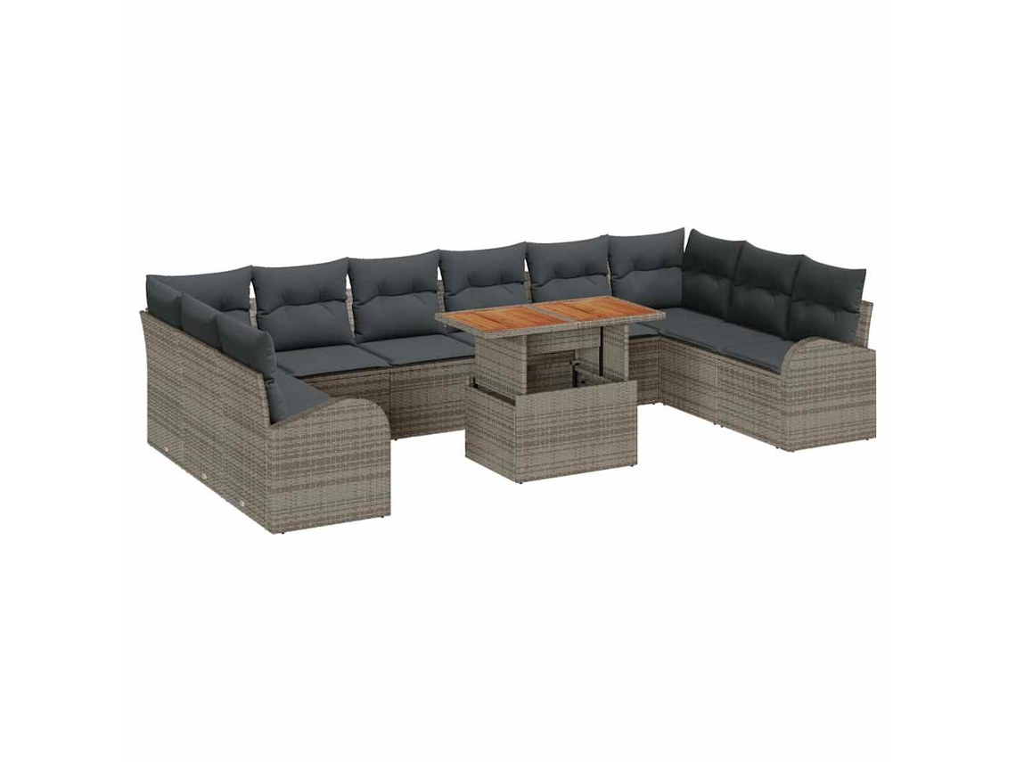 Maison Exclusive - Conjunto De Sofá De Jardín 11 Pcs Gris Poliratán