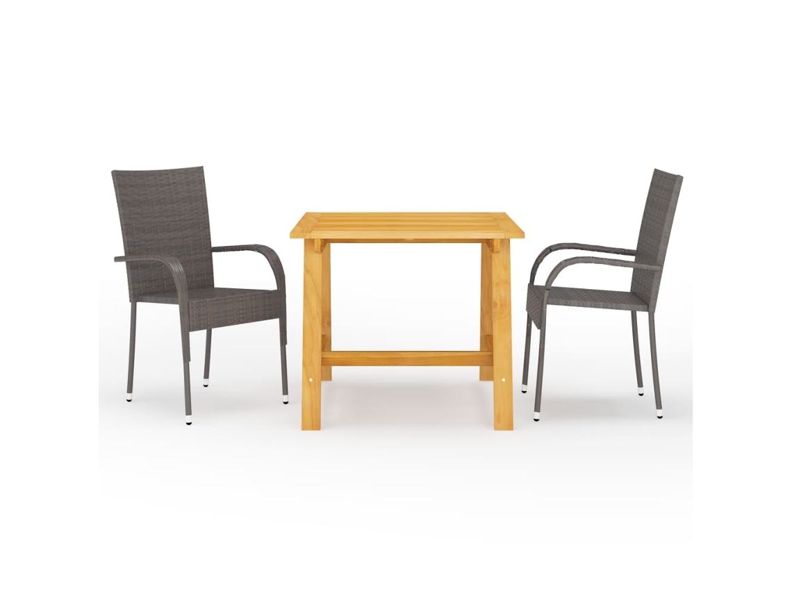 Conjunto de comedor de jardín de 3 piezas DKD Home Decor marrón