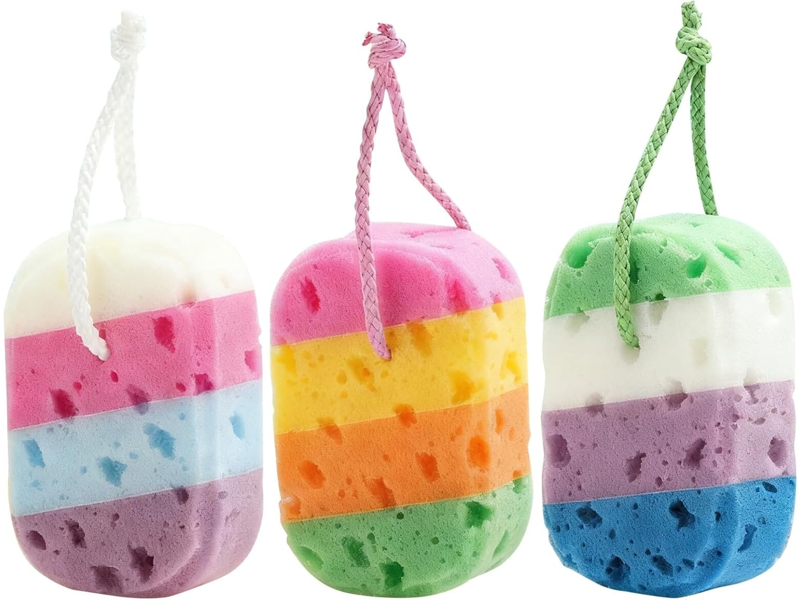 Juego – 3 – Espuma – Suaves, – Baño, Esponjas Exfoliantes