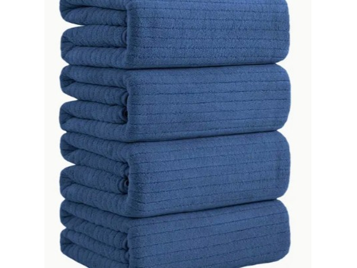 Conjunto De Toallas Siurn Extra Grandes Absorbente Secado Azul - 4pcs (90x180)