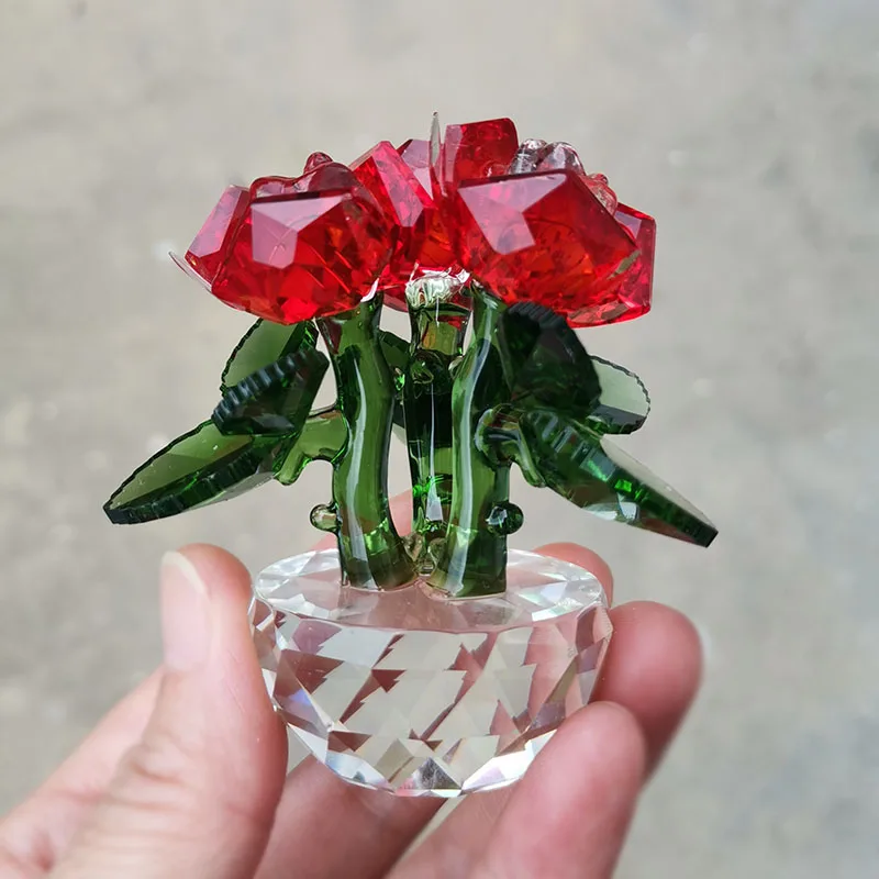 Adorno De Rosa De Cristal (rojo), Ramo De Cristal, Decoración Floral