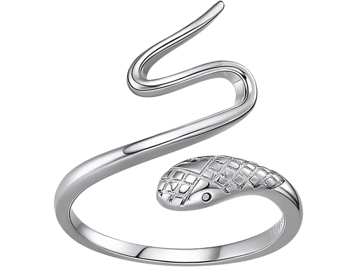 Anillo Ajustable De Plata Con Diseño De Serpiente Enroscada Y Fino Acabado Pulido Para Mujer De Ciieeo