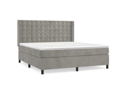 Maison Exclusive - Cama Box Spring Con Colchón Terciopelo Gris Claro 180x200 Cm