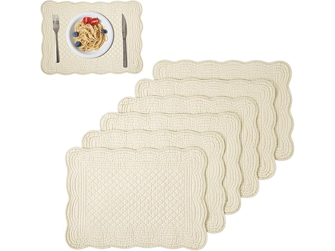 Juego De 6 Manteles Individuales, 100% Algodón, 33 X 46 Cm, Manteles Individuales De Tela, Lavables A Máquina, Aptos Para La Cocina.