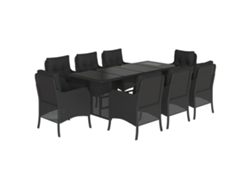 Maison Exclusive - Set De Comedor De Jardín 9 Pzas Y Cojines Ratán Sintético Negro