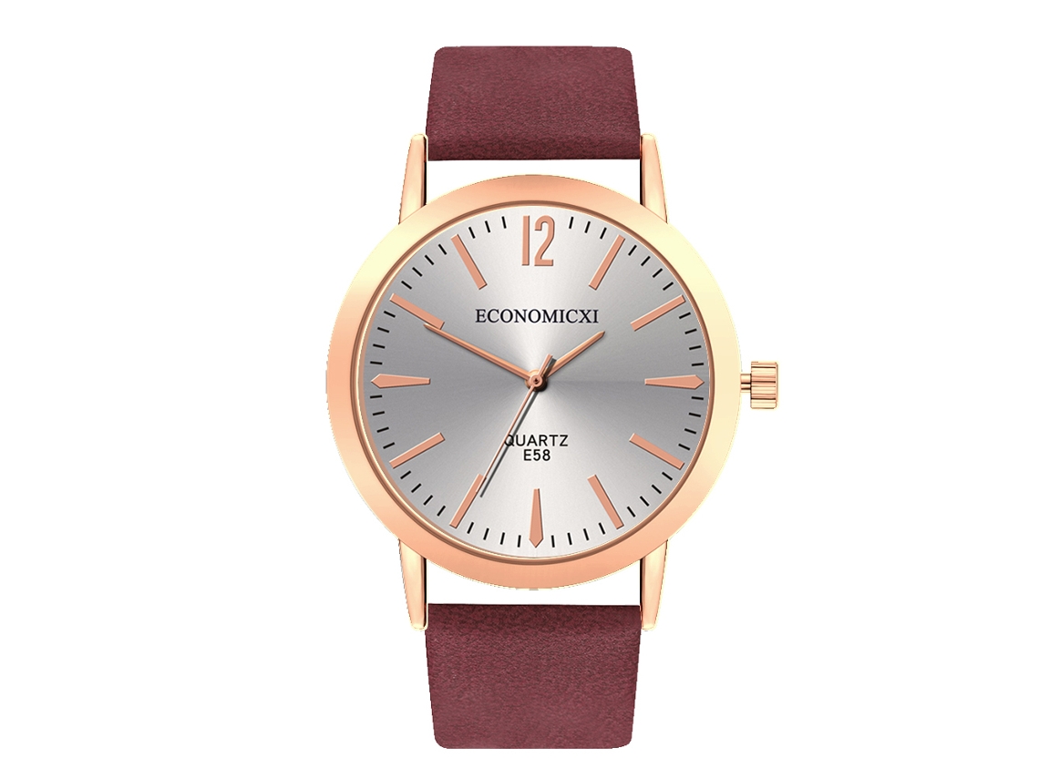 Reloj De Pulsera De Cuero Simple Para Mujer Moda Ocio Dial Cuero Púrpura