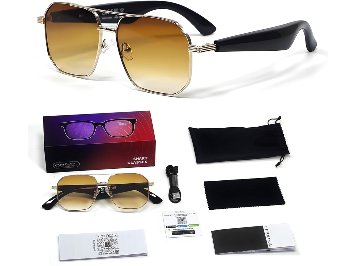 Gafas inteligentes Eifson Gy300, traducción con IA para viajes y negocios, con reproducción de música (Golden Tea)