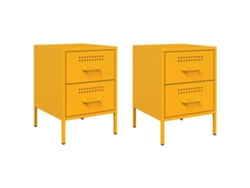 Juego de 2 mesitas de noche de acero amarillo mostaza MAISON EXCLUSIVE 36x39x50,5 cm