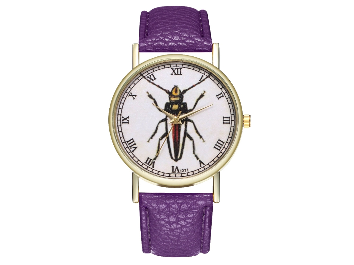 Reloj De Pulsera Retro Para Mujer Y Hombre Moda Cuarzo Analógico Morado