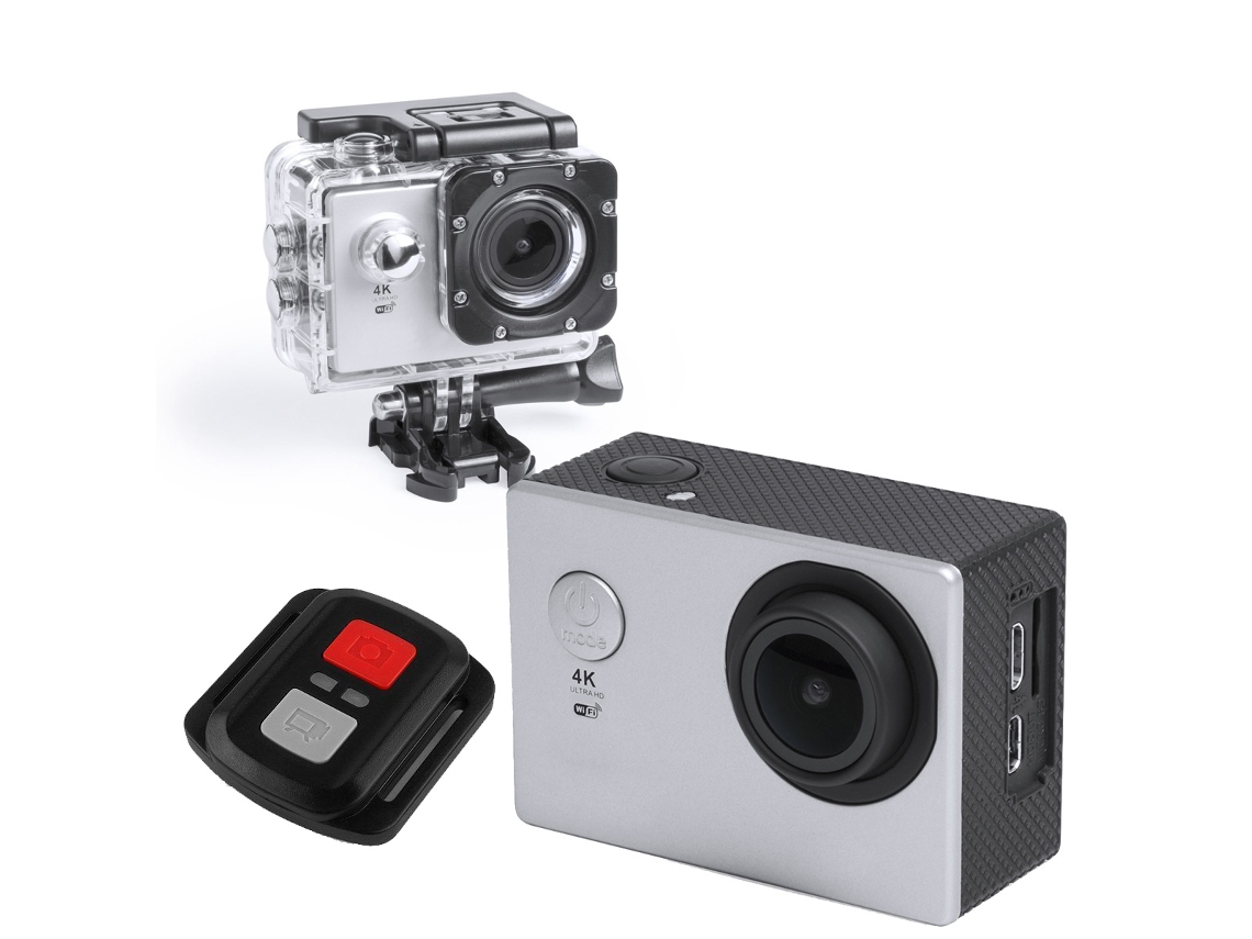La cámara de acción Klack Pro 4K captura cada momento en HD - Gris | Control remoto | Varios accesorios de montaje incluidos.