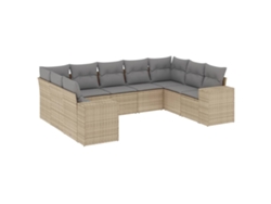 Conjunto de 9 sofás de jardín con cojines de mimbre beige MAISON EXCLUSIVE (90x200 cm)