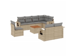 Conjunto 9 de sofás jardín con cojines beige mezcla VIDAXL ratán PE