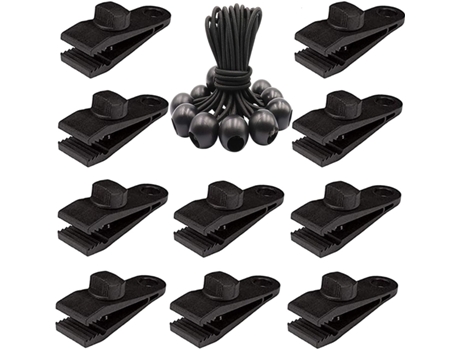 Clips para lona con agarre de bloqueo resistente, abrazaderas para tienda de campaña con tornillo de pulgar para lonas con bola elástica de 8.5 in,...