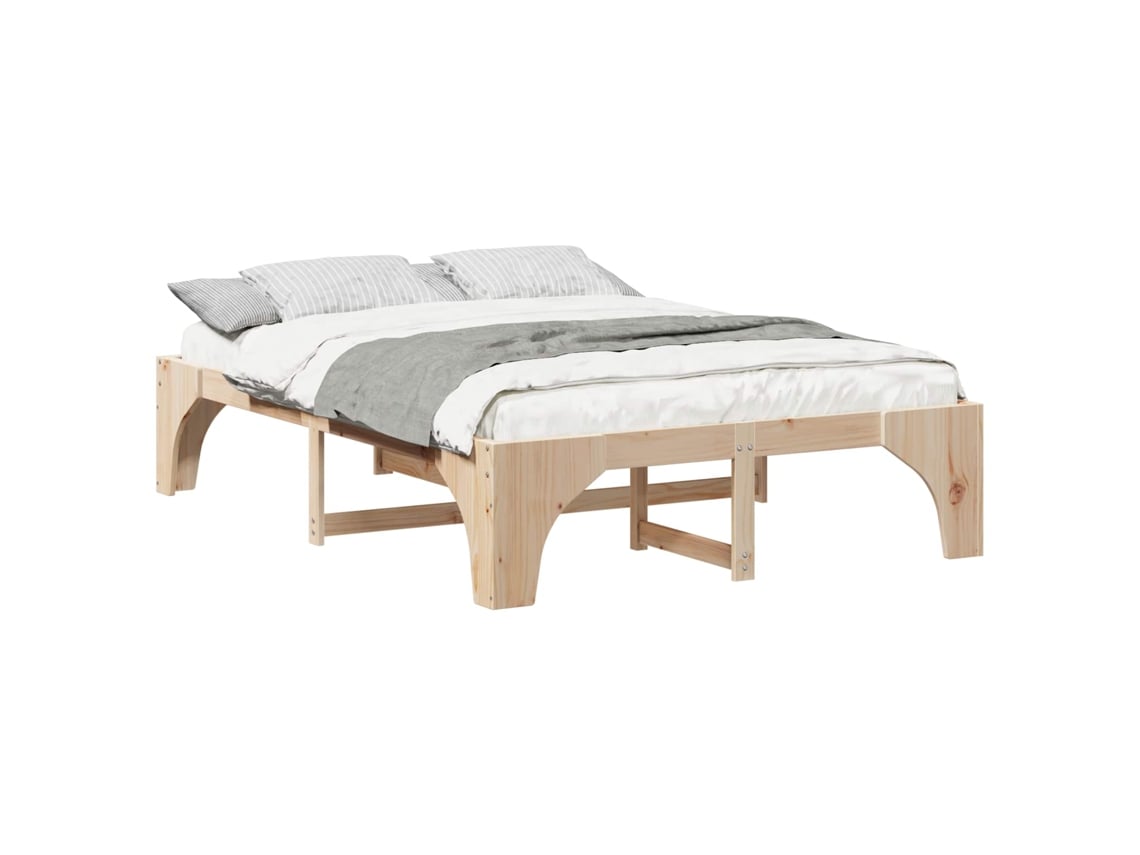 Maison Exclusive - Estructura De Cama Marrón 140 X 200 Cm Madera De Pino Macizo