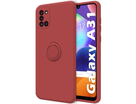 Carcasa Samsung Galaxy A31 TUMUNDOSMARTPHONE Silicona Líquida con Anillo Rojo