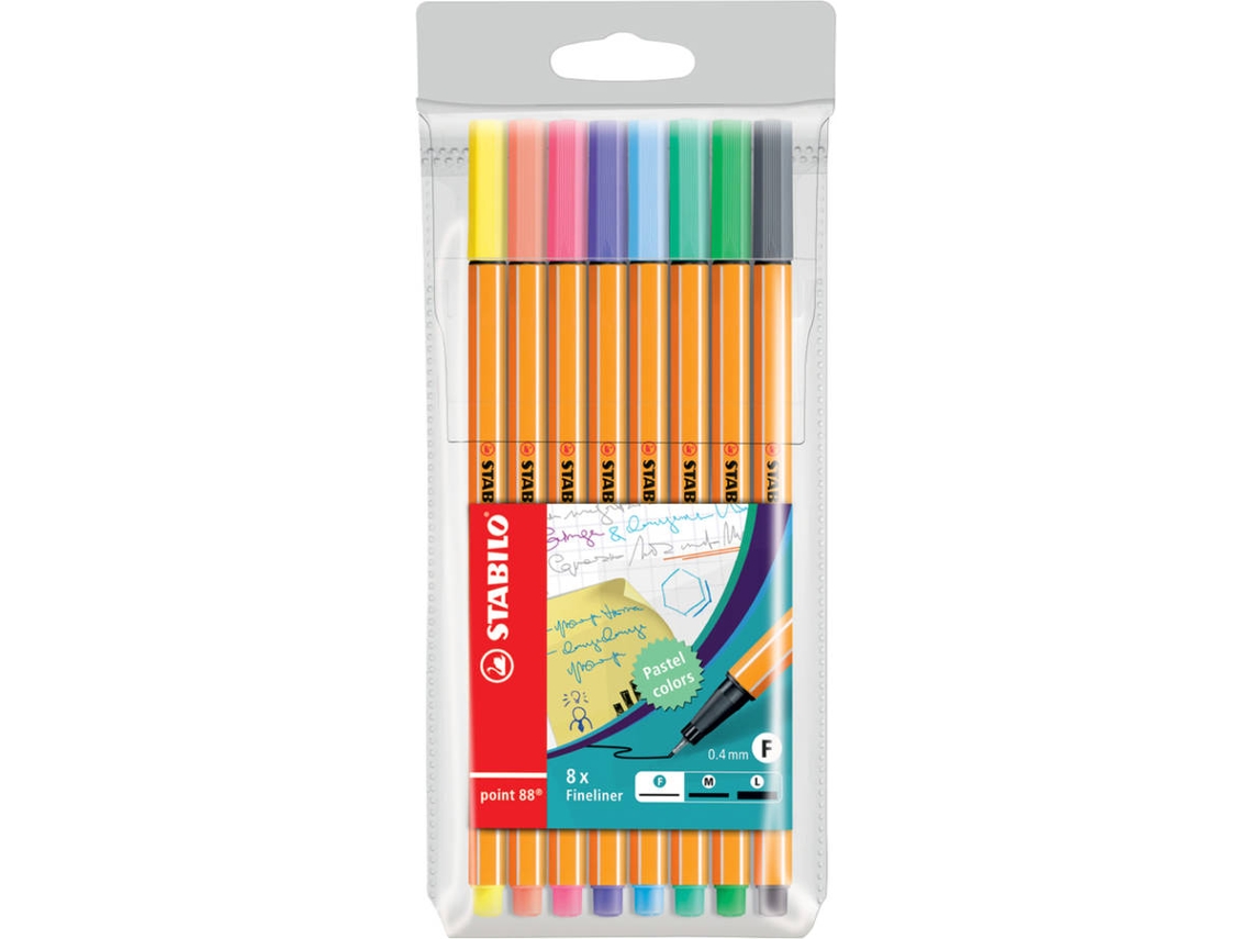 Bolígrafos Fineliner STABILO Point 88 Punta Fina (Várias colores pastel)