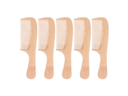 5pcs Peine De Bambú Antiestático Dientes Redondos Aromático Peine De Bambú De Dientes Anchos Para Salón