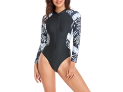 Mono de surf con cremallera de manga larga para mujer, ropa de natación y buceo
