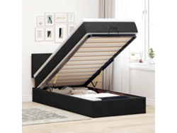 Cama Otomana Con Colchón Y Luces Led Terciopelo Negro 80x200cm
