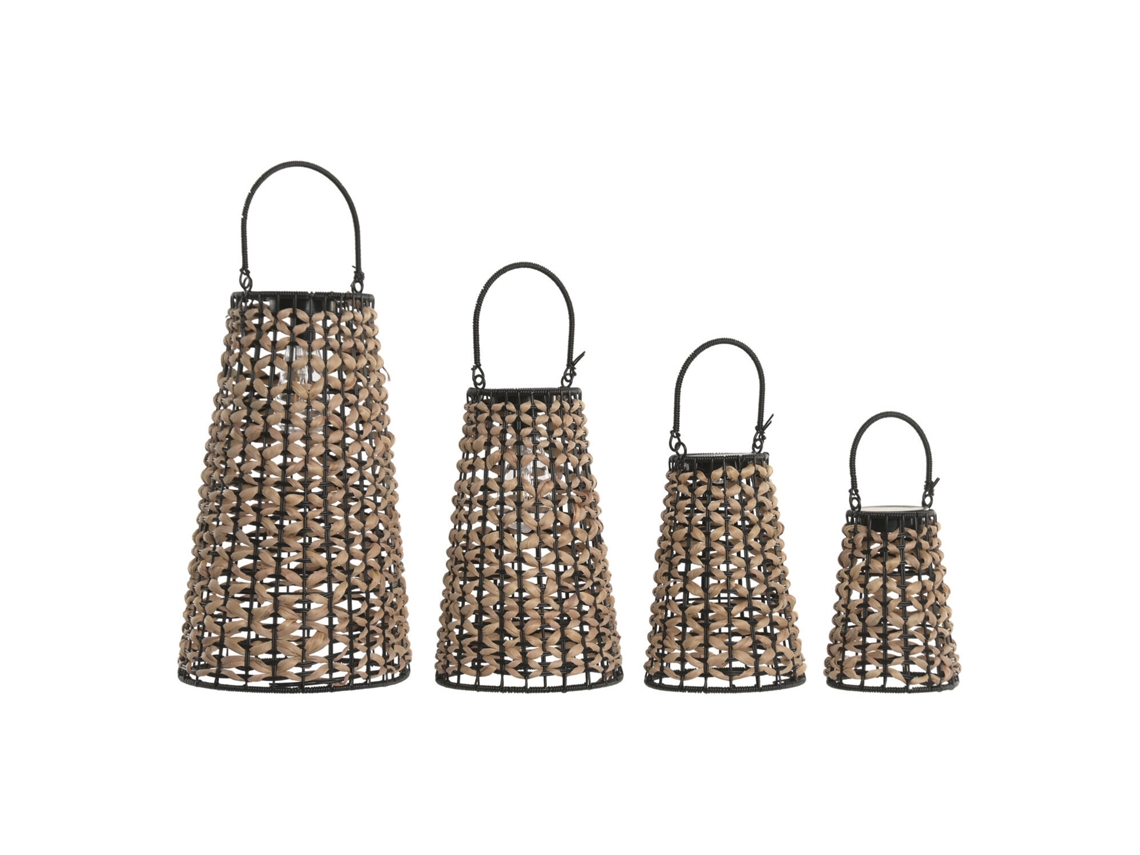 Set 4 Lampara Solar Fibra Metal Asa Metal 24x24x44cm