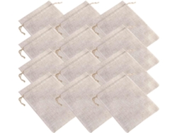 Juego 12 Bolsitas Cordón Algodón Beige Resistentes Desgarros Paquete Multifuncional Joyería Manualidades