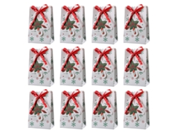 12 bolsas de papel de Navidad, bolsa de regalo de Navidad, bolsa de papel de moda bonita (blanco)