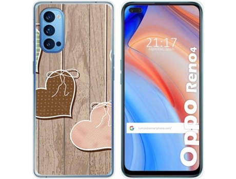 Carcasa Oppo Reno 4 5G TUMUNDOSMARTPHONE Corazones Madera