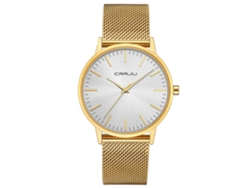 Reloj De Pulsera Sencillo Y Elegante Para Hombre, Con Correa Dorada Y Bisel Blanco.
