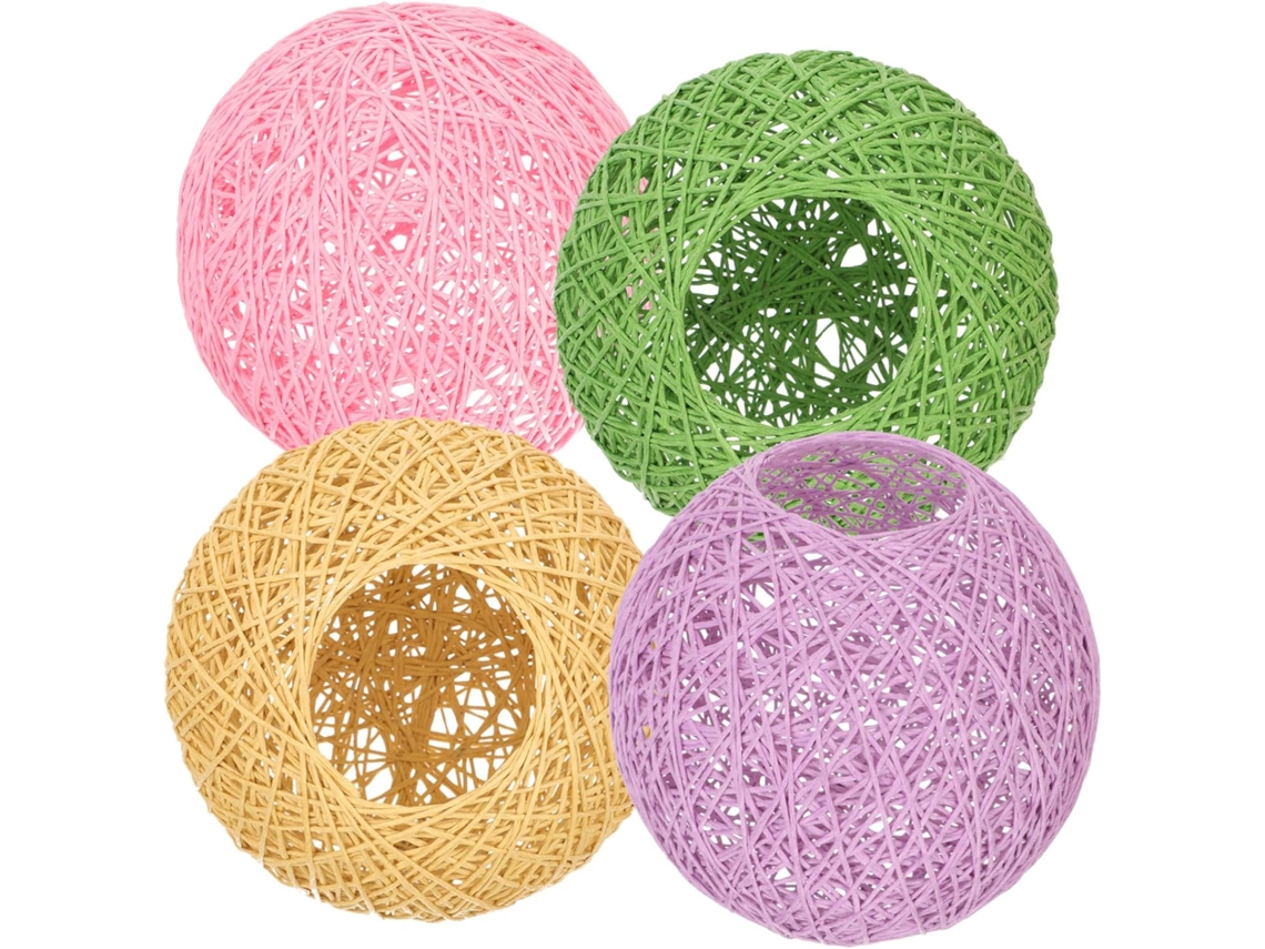 Juego De 4 Bolas De Ratán Sintético Para Lámparas, Tejidas Y Duraderas.