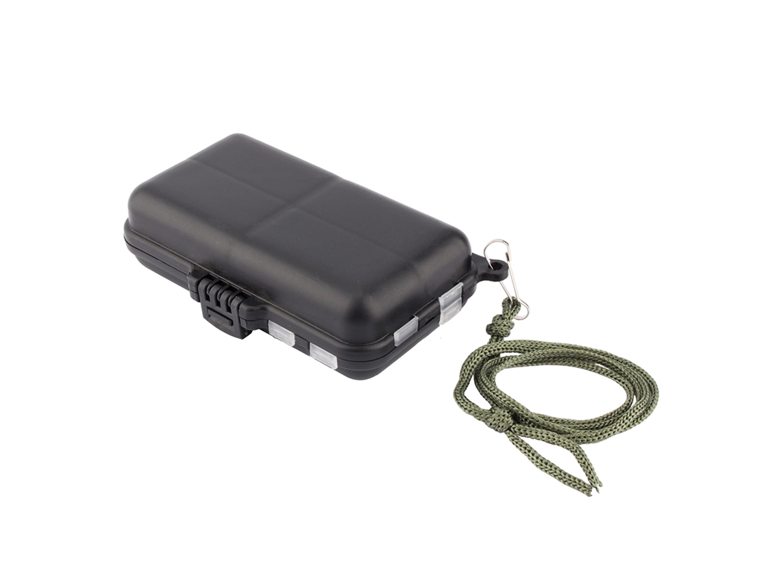 Caja de aparejos de pesca con 9 compartimentos para señuelos y anzuelos.
