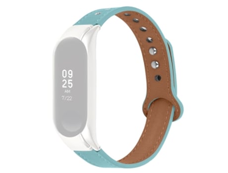 Correa de piel auténtica diseño de doble remache para Xiaomi Mi Band 3/4 - azul