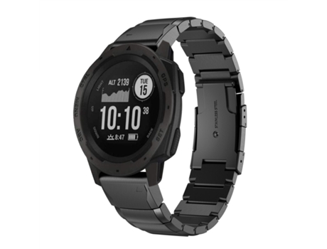 Correa de reloj inteligente para Garmin Instinct de 22 mm de acero inoxidable con carcasa de tortuga (negro)