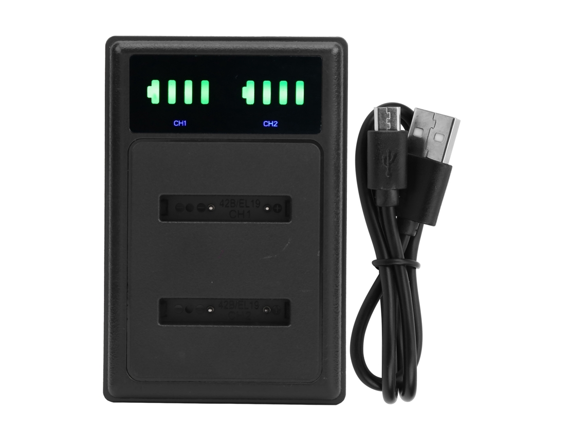 Base De Carga De Doble Velocidad Con Lcd Para Batería En-el19 Cámara Micro Typec