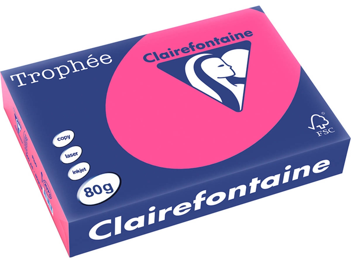 Papel CLAIREFONTAINE Copia, láser y chorro de tinta Trophée A4 80 gsm (500 Hojas - Rosa Fluorescente)