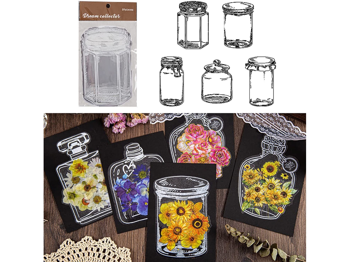 Marcapáginas transparentes de flores secas para hacer tú mismo, 20 unidades | Sin marca