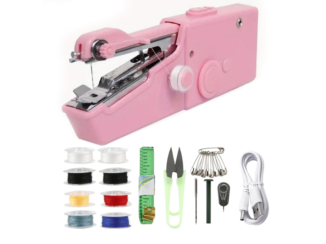 Máquina de coser eléctrica portátil adecuada para principiantes y aficionados al bricolaje Pink Siurn