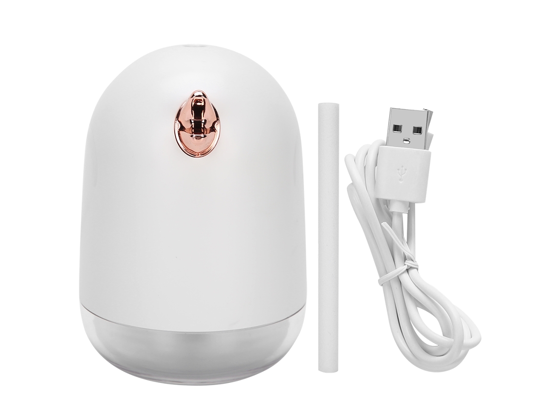Humidificador de escritorio USB de 330 ml con difusor de aroma y luz ambiental para el hogar, la oficina y el coche.
