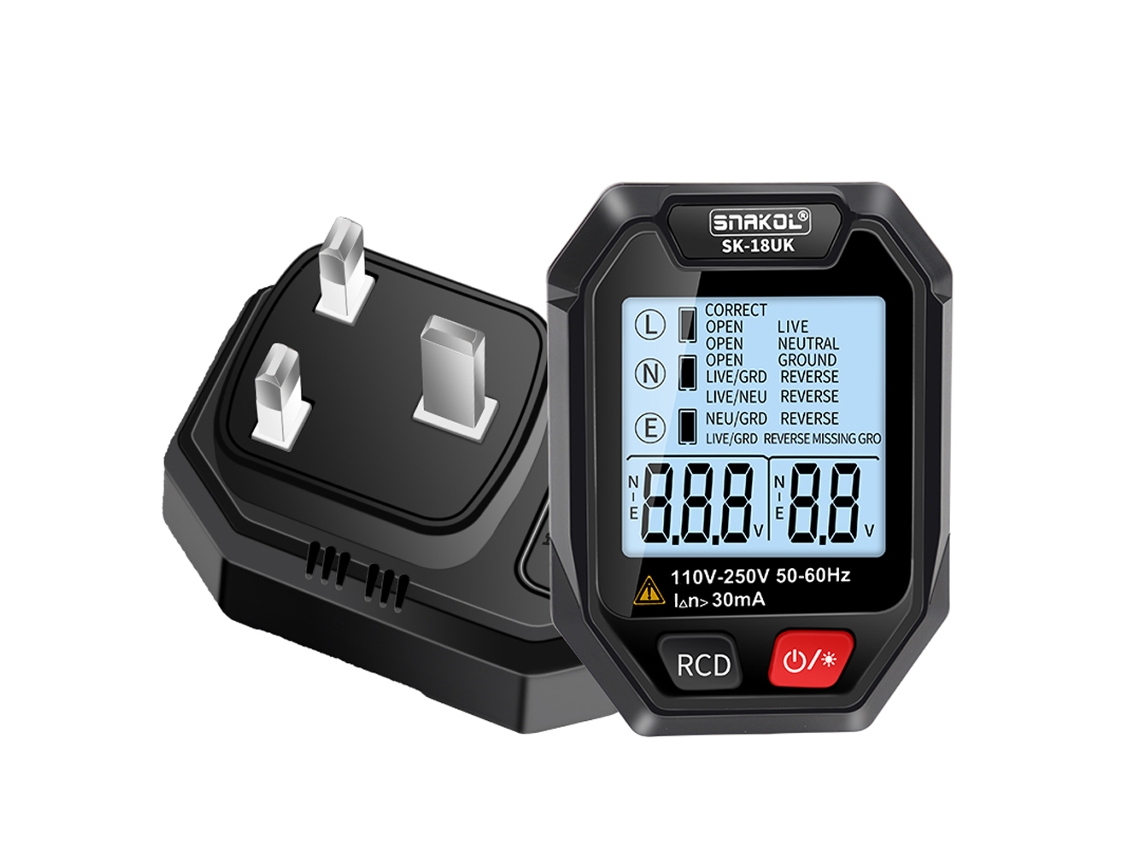 Comprobador De Enchufes Inteligente Con Detección De Fugas Rcd, Pantalla Lcd Y Anuncio De Voz Para El Hogar Y La Oficina.