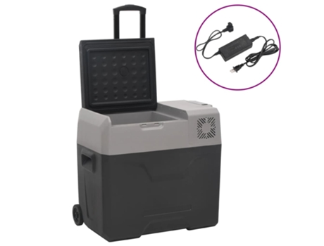 VIDAXL Nevera con ruedas y adaptador polipropileno negro y gris 30 L