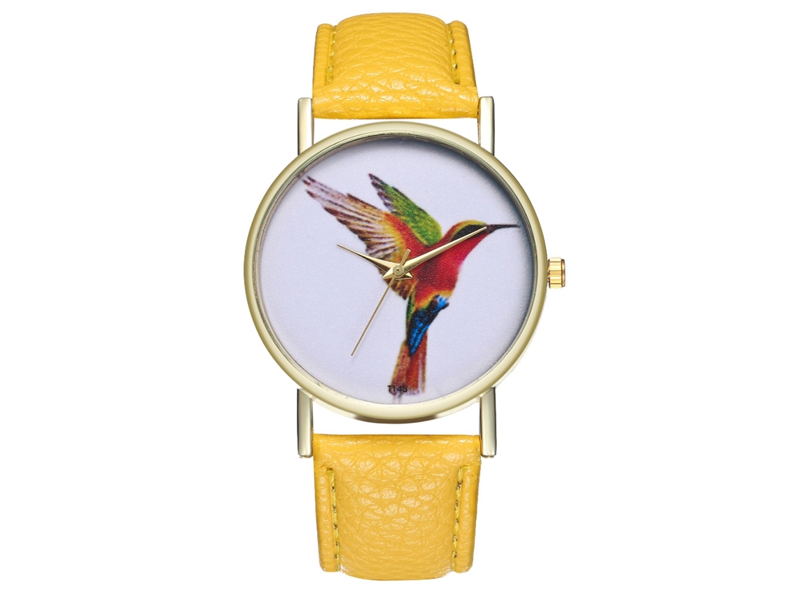 Reloj Deportivo Casual Unisex De Cuarzo Analógico Con Correa De Cuero Amarillo
