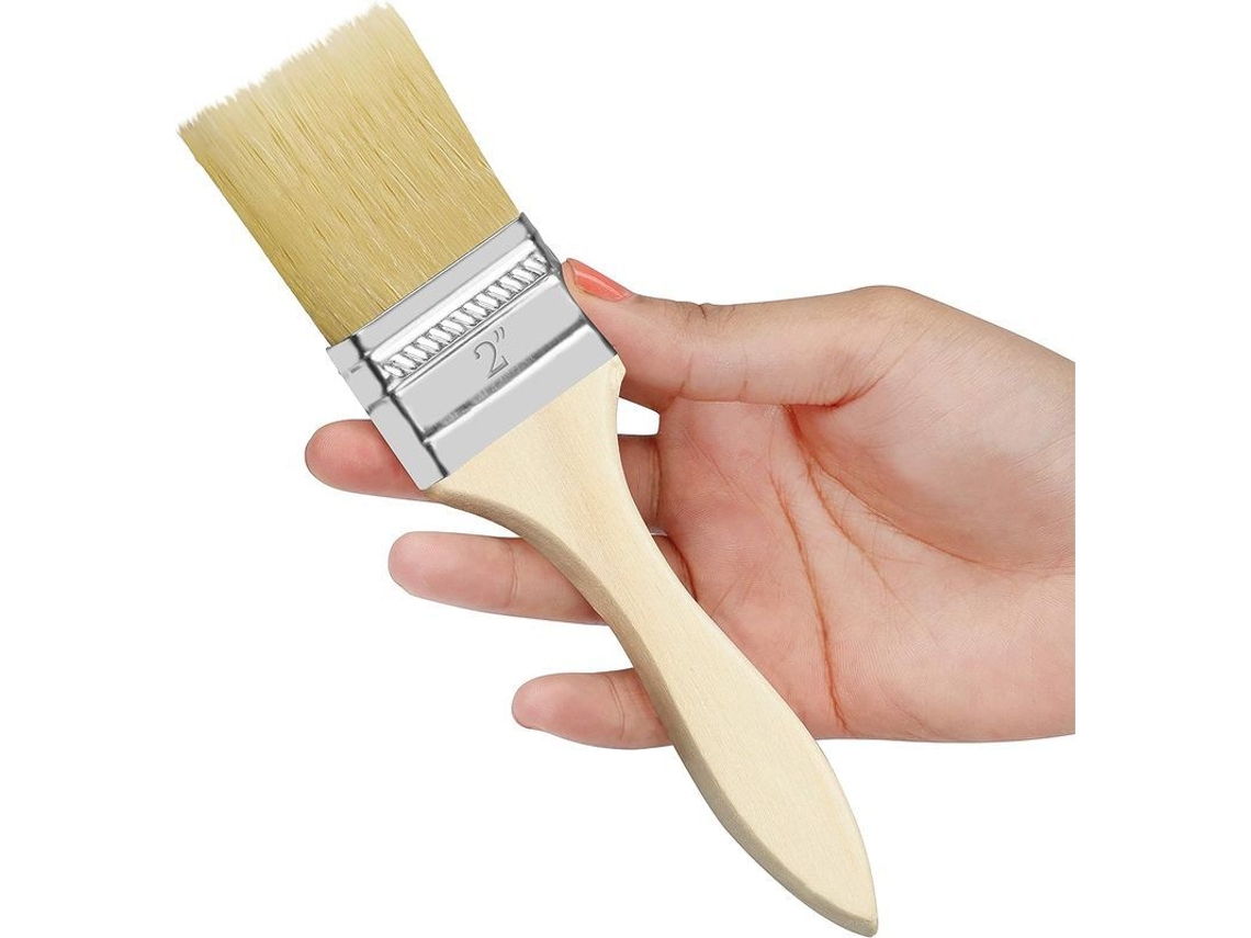 Juego de pinceles Rebe de 2'' (12 unidades) - Pinceles de madera profesionales para pintar, barnizar y pegar - Ideales para manualidades