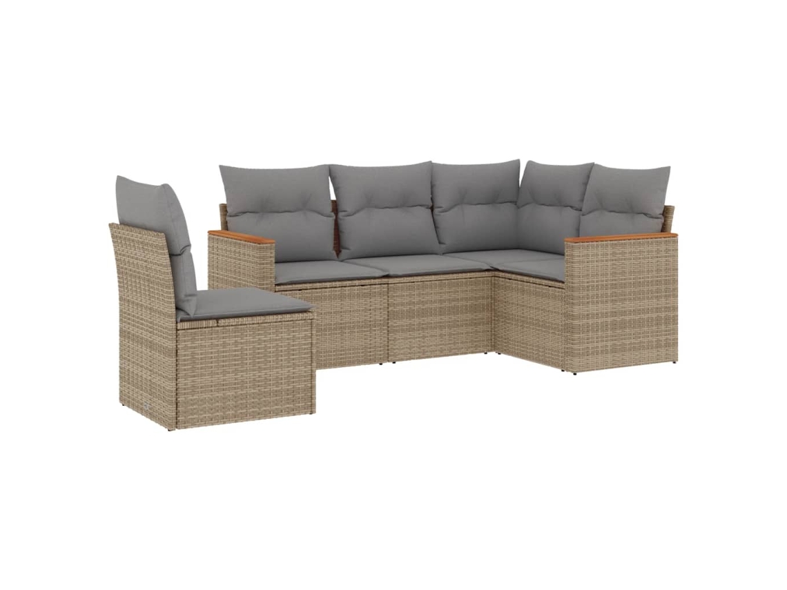 Maison Exclusive - Juego De Sofás Jardín Con Cojines 5 Pzas Ratán Sintético Beige