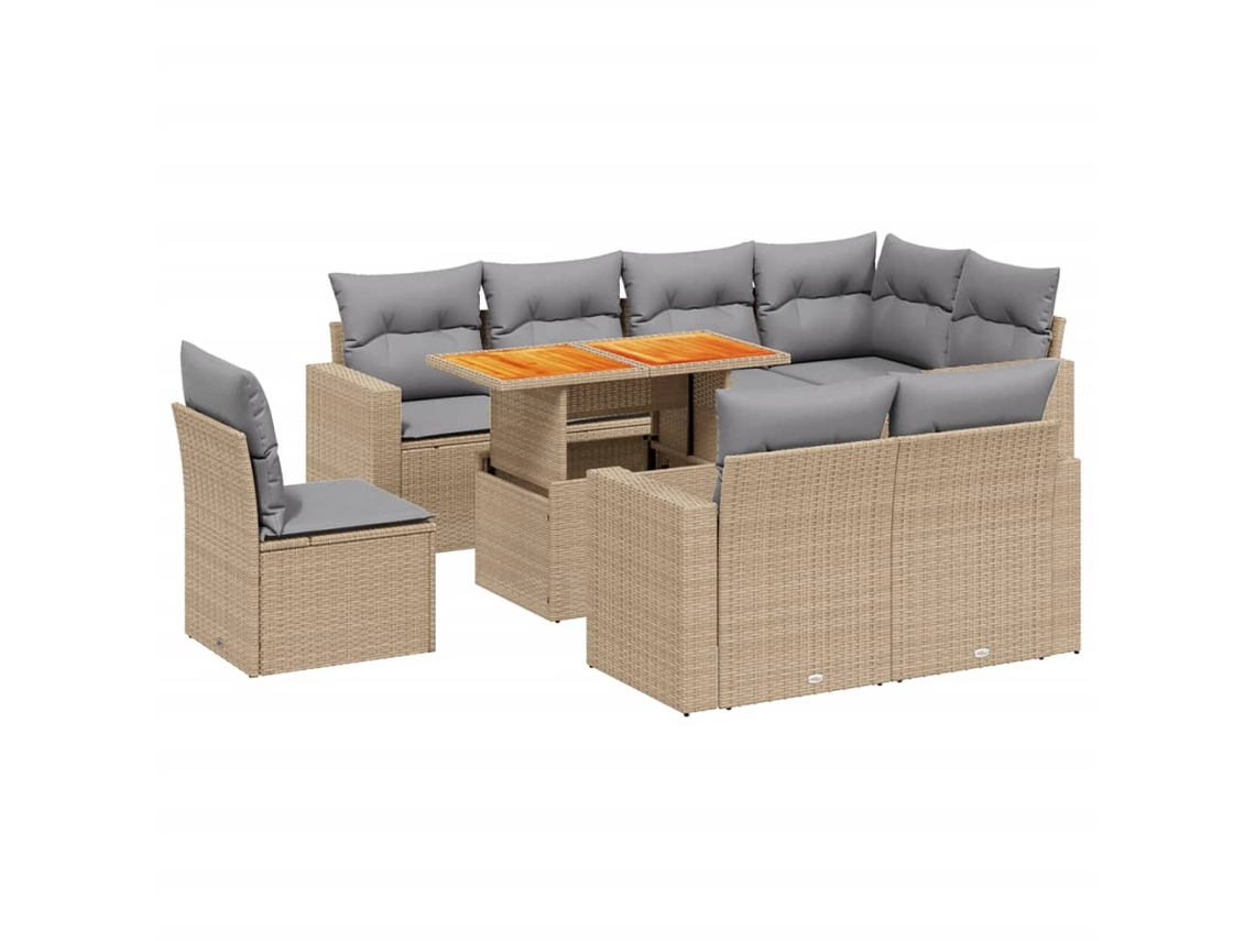 Maison Exclusive - Set De Sofás De Jardín 9 Pzas Con Cojines Ratán Sintético Beige