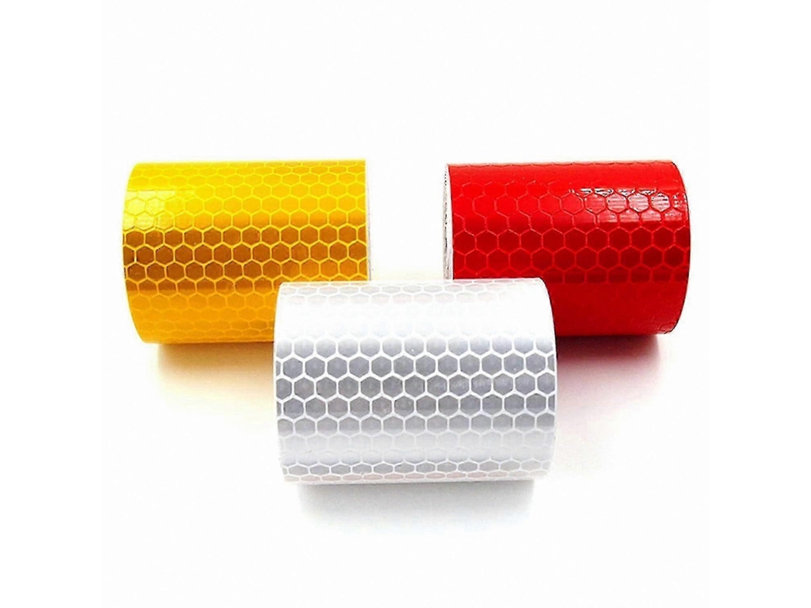 Juego de 3 rollos de cinta reflectante en plateado, rojo y amarillo para visibilidad nocturna y seguridad. Rosewell