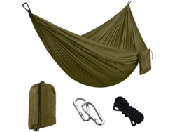 Hamaca sencilla Eifson con cuerda de 2 m y mosquetón, 270 x 140 cm (verde militar)