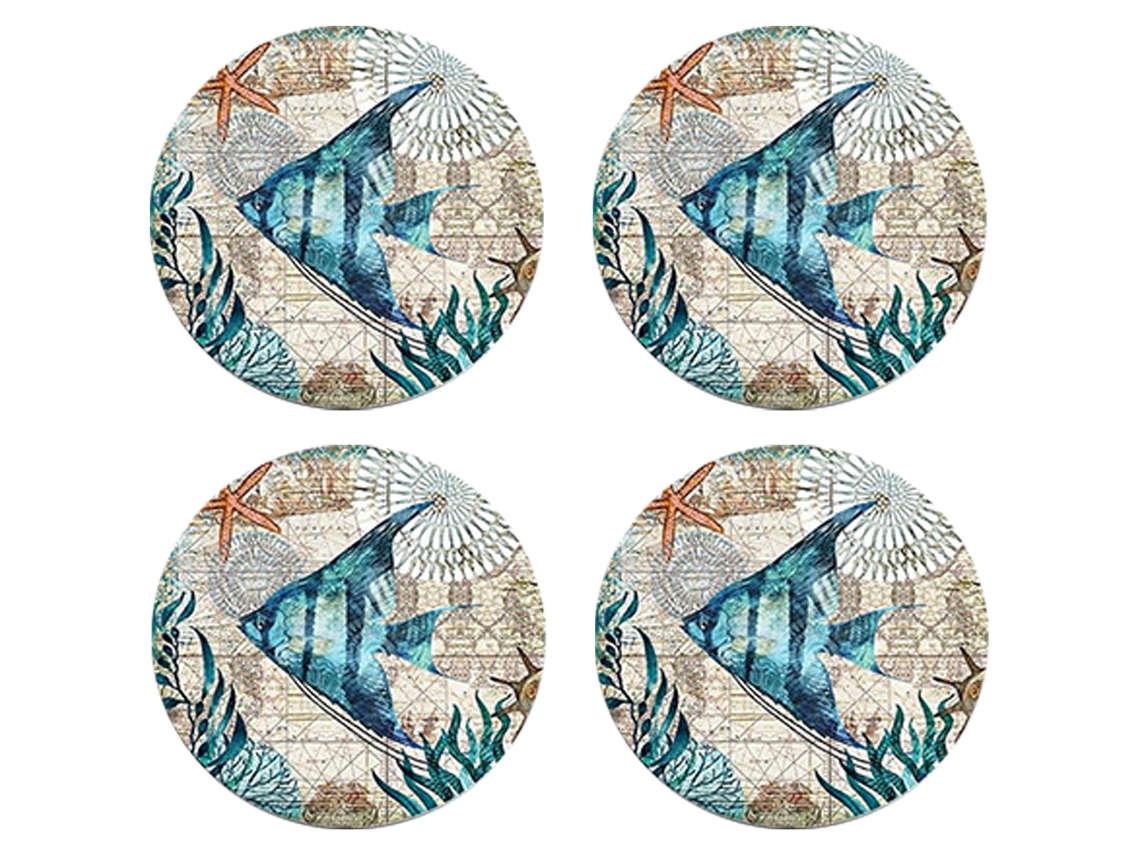 Posavasos de piedra con soporte, base de corcho con temática de playa tropical, para regalos de nuevo hogar NEVEANCE