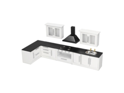 Juego De Cocina Miniatura Moderna A Escala 1:12 Para Casa De Muñecas Con 7 Armarios Y Grifos.